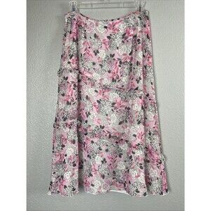 Pendleton Silk Skirt Women's Sz 8 Pink Black Floral Tiered Midi Ruffle Hem Fairy